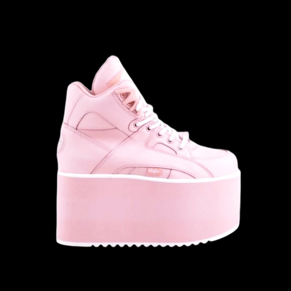 Buffalo London Towers High Pink Leather Platform Sneakers RARE